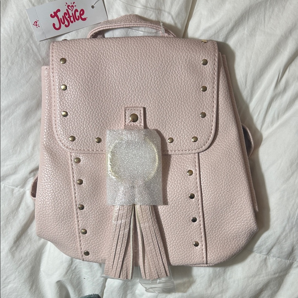 Justice Light Pink Studded Backpack